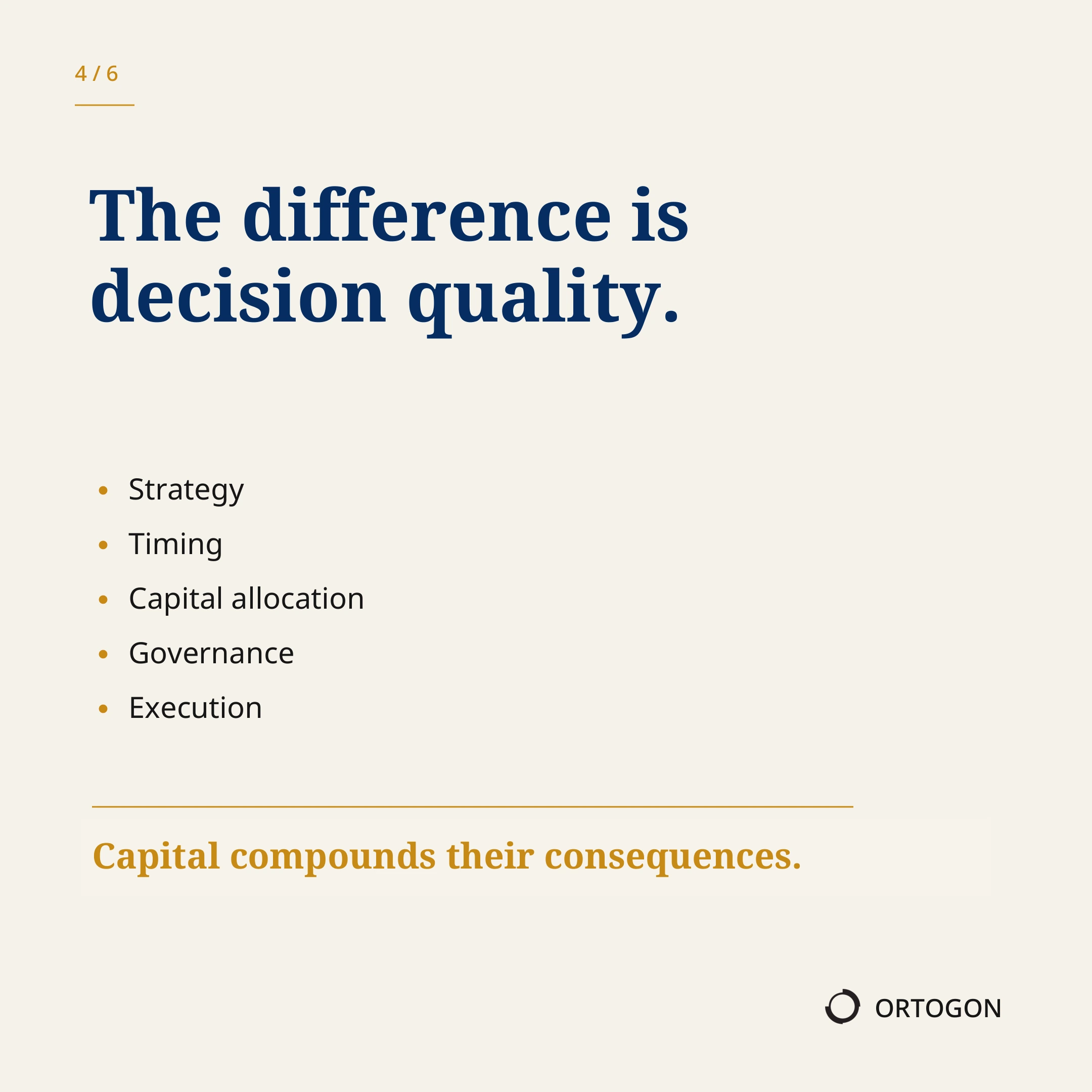 Couverture du carrousel « Capital Follows Decisions », actuellement disponible en anglais. (Page 4)