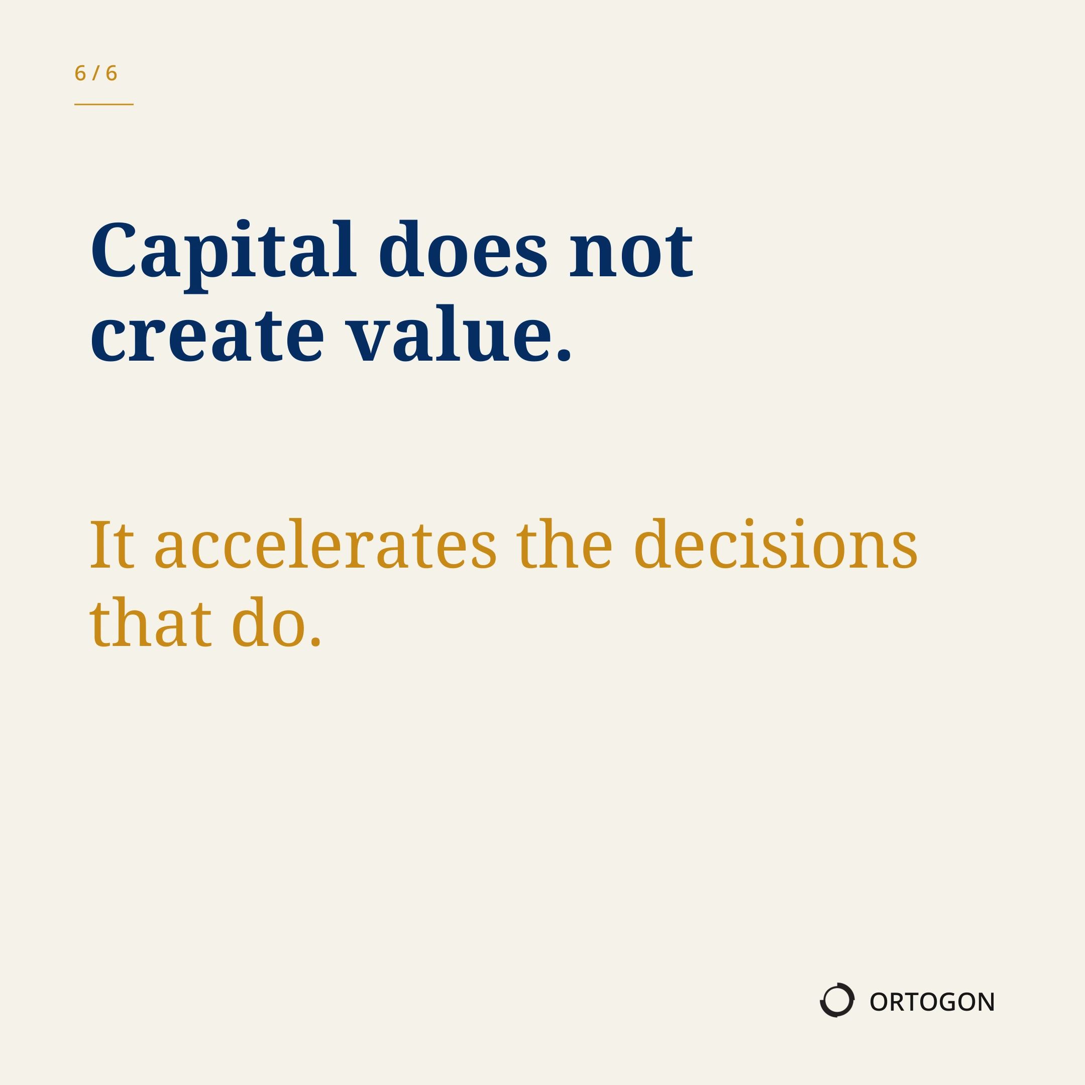 Couverture du carrousel « Capital Follows Decisions », actuellement disponible en anglais. (Page 6)